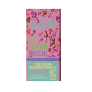 canabzy chocolate magic shroom 50g white chocoalte strawberry shortcake